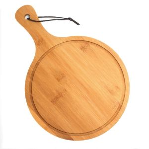 Buy cheap round wooden pizza peel with groove and handle from wholesalers