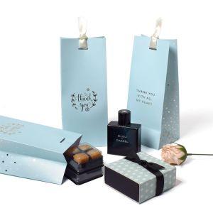 Buy cheap Blue Gold Foil Business Paper Bags Handheld Gift Personalized Tote Bag For Ties product