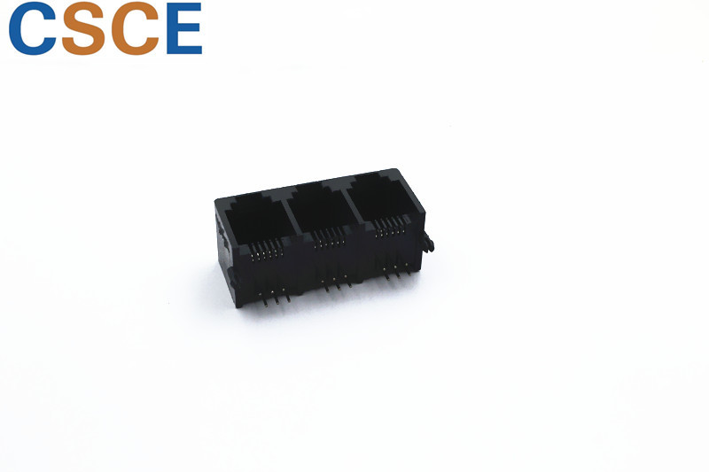 Buy cheap 1 * 3 Port PBT Plastic RJ11 PCB Socket , RJ11 Mini Jack 5521 Series Voltage Rating 125V Ac from wholesalers