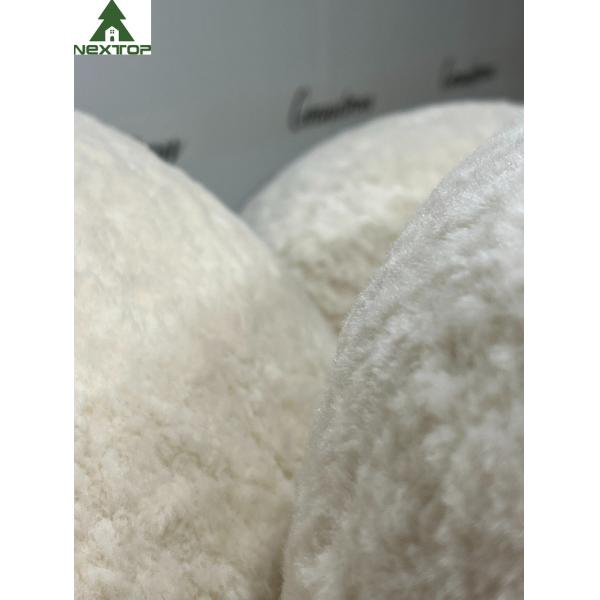 Shaped Fabric Velvet 3 Seats White Plush Sofa For Hotel Room Home Villa