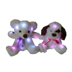 China 0.2M 0.66ft Stuffed Animals Teddy Bear With Led Lights 2 Asstd Dog And Bear on sale