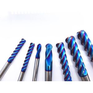 Buy cheap CNC Tools Solid Carbide Ball Nose End Mill Blue Nano Coating product