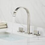 Buy cheap All Copper Square Waterfall Basin Tap Bath Faucet Washbasin Cool Hot Double Handle from wholesalers