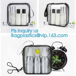 Custom personalized travel waterproof transparent clear pvc zipper toiletry bag,