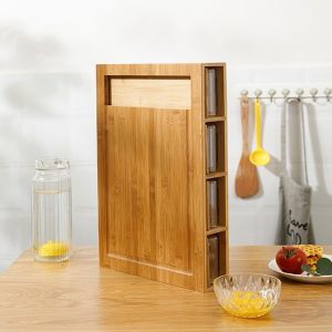 Buy cheap OEM ODM Natural Bamboo Cutting Board with Multifunction Storage and 4 Plastic Tray Drawers from wholesalers