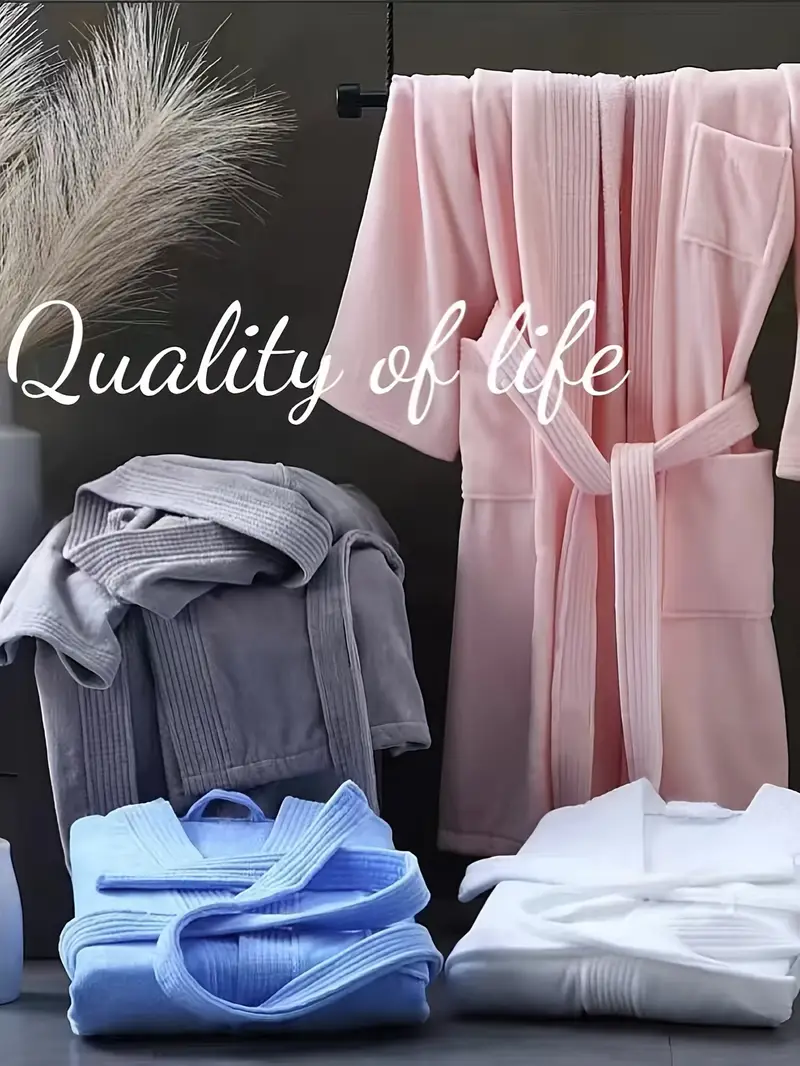 Classic Men’s Lounge Bathrobe – Soft V-Neck Belted Robe with Long Sleeves for Everyday Comfort