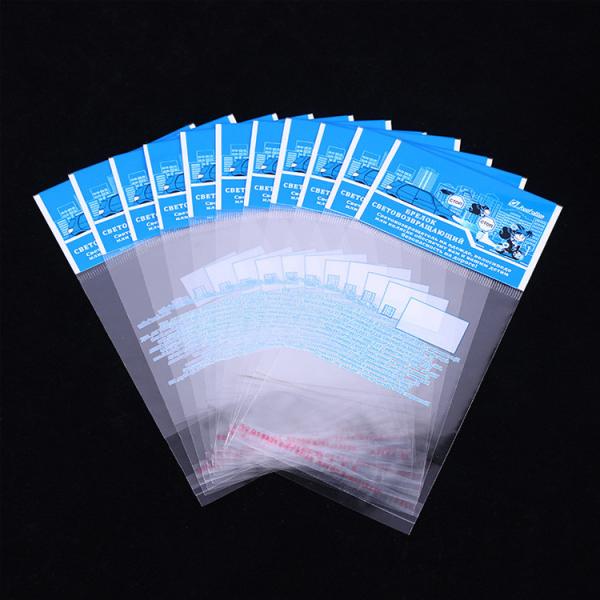 OPP Transparent Plastic Bag With Cardboard Header BPA Free