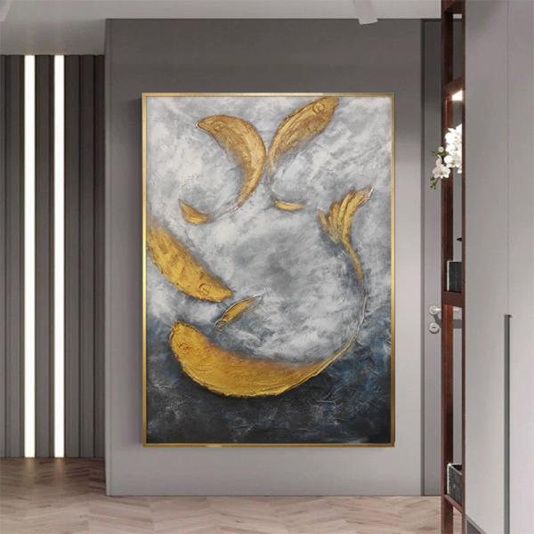Buy cheap Custom Handmade 6 Color Print Method Gold Foil Landscape Wall Art Painting 3D Textured Artwork for Customized Home Decor from wholesalers