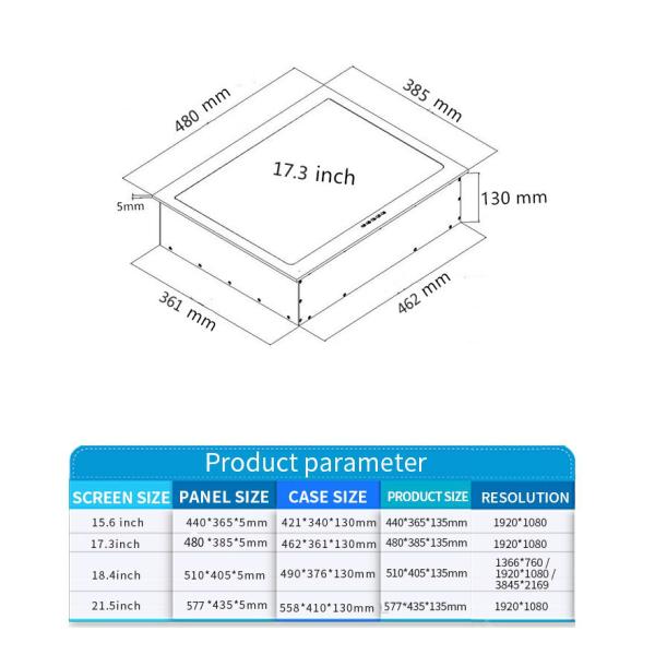 22 Inch Flip Up Laptop LCD Computer Monitor For Conference Table