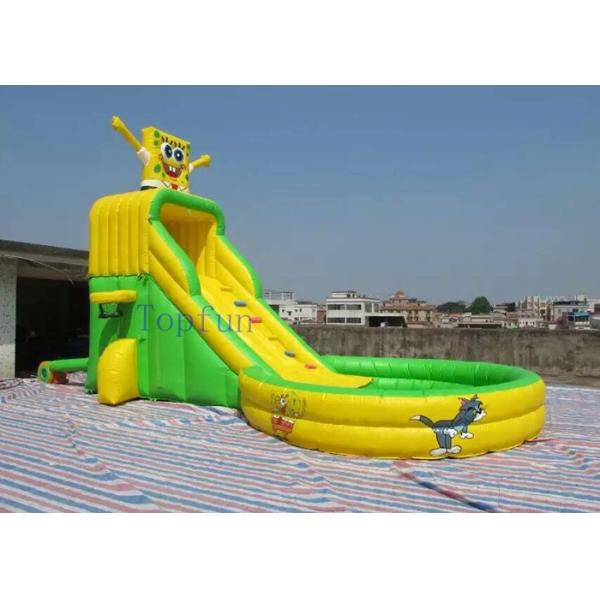 Buy cheap SpongeBob Multifunctional Inflatable Water Slide With Basket Hoops PVC Tarpaulin from wholesalers