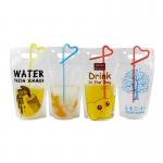 Buy cheap Heat-Proof Plastic Stand Up Juice Pouch With Straws Clear Drink Pouch Heavy Duty Hand-held Reclosable Zipper from wholesalers