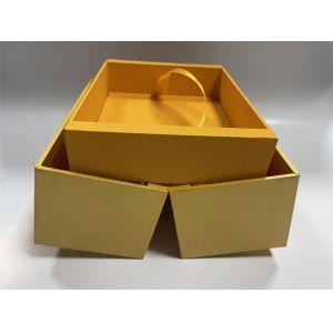 Buy cheap CMYK / Pantone Printing Folding Paper Boxes Yellow Rectangle Cardboard Box from wholesalers