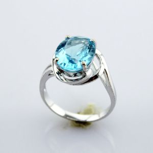 Buy cheap Oval Blue Cubic Zirconia 925 Silver Solitaire Gem Ring(F29) from wholesalers