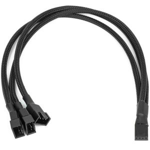 PWM Fan Splitter Adapter Cable Sleeved Braided Y Splitter Computer PC 4 Pin Fan
