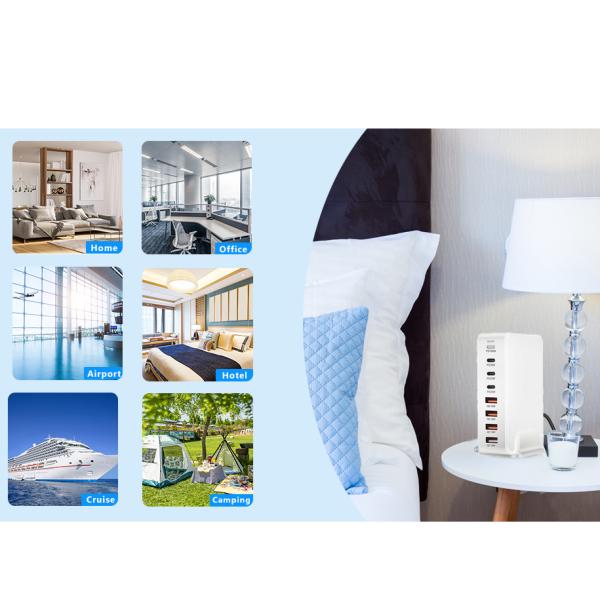 High Quality 240W Pd Gan Charger 8-Port QC3.0 Usb c Wall Adapter Quick Charger for Mobile Phone for Samsung for iPad MacBook