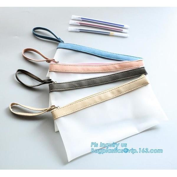 Quality Eco Friendly Silicone Cylinder Zipper Bag, pu book band with elastic band, student pecil bag, Multi-Purpose Clip-On Zipp for sale