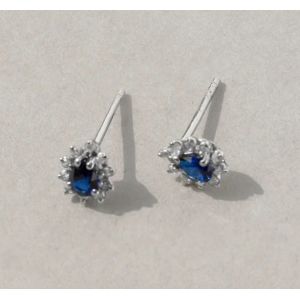 Buy cheap Simply 18K Gold Plated Pear Sapphire and White Cubic Zircon Earrings for Engagement from wholesalers