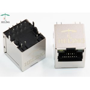 Vertical Type Magnetic RJ45 Connector 8P8C With LED Indicator Pipe Top Entry