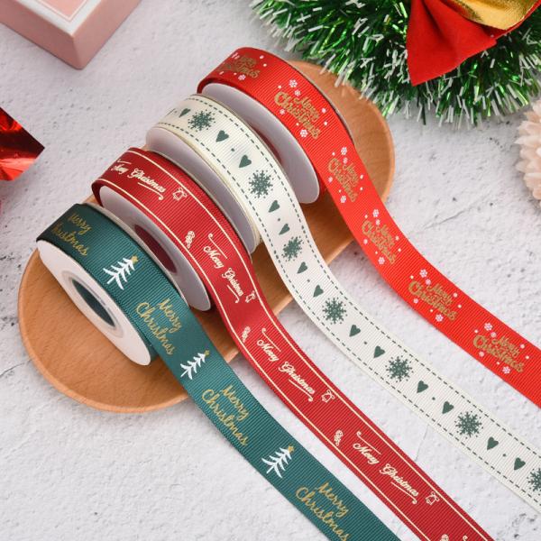 Buy cheap Multi Widths Gold Foil Gift Package Party Decoration Grosgrain Christmas Ribbon from wholesalers
