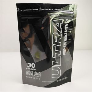 Buy cheap Glossy Black Aluminum Foil Mylar Plastic Standing Pouch Customized Logo from wholesalers