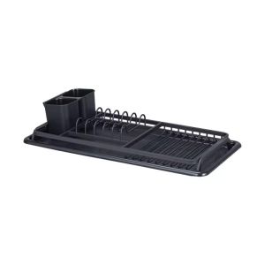 Home Basic Rustproof Aluminum Dish Rack With Draining Board And Utensil Holder