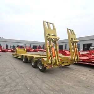 Detachable Gooseneck Low bed Semi Trailers with Slope for Excavators Bulldozers