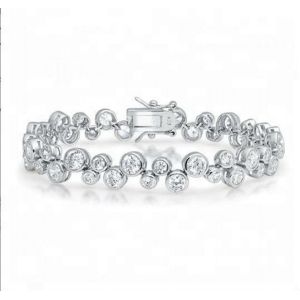 China 925 Sterling Silver Tennis Bracelet with White CZ Stone and Bezel Setting Option on sale