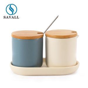 Buy cheap Savall Nordic LFGB Kitchen Seasoning Pot WIth Wooden Cover product