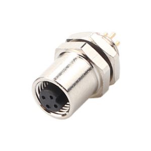Buy cheap M5 Code A Female Connector 4Pin Panel Flange PCB Socket IP67 from wholesalers