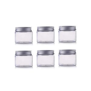 Buy cheap Plastic PET Empty Cosmetic Containers Jars With Silver Aluminum Lid from wholesalers