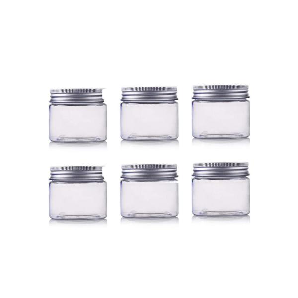 Quality Plastic PET Empty Cosmetic Containers Jars With Silver Aluminum Lid for sale