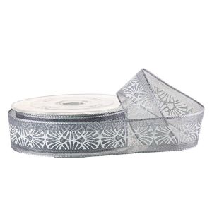 Buy cheap Grey 19MM Printed Sheer Ribbon Bulk For Gifts Packaging from wholesalers