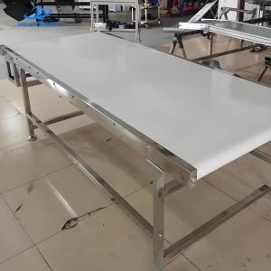 Sanitary White Belt Conveyor System with Food Grade PU Belt and 304 Stainless