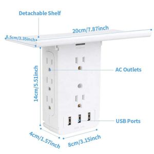 Wall Power Socket with Surge Protector ETL cETL Passed 8 Outlets 3USB