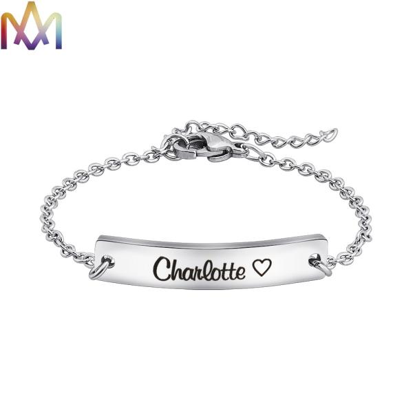 Quality Hypoallergenic Womens Engraved 45MM Thin Bar Bracelet for sale