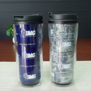 Buy cheap Double Wall Plastic Juice Cup Personalized  Kids Mugs White Blue from wholesalers