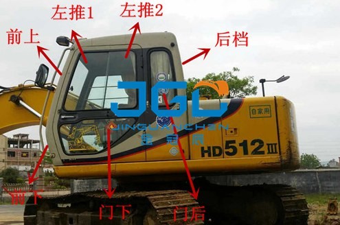 Quality HD512 1023 1430 1250 921 Excavator Front Gear Rear Left And Right Doors, Upper And Lower Windshield for sale