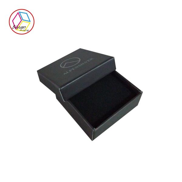 Quality Silver Foil Matte Varnish Black Jewelry Box With EVA Insert for sale