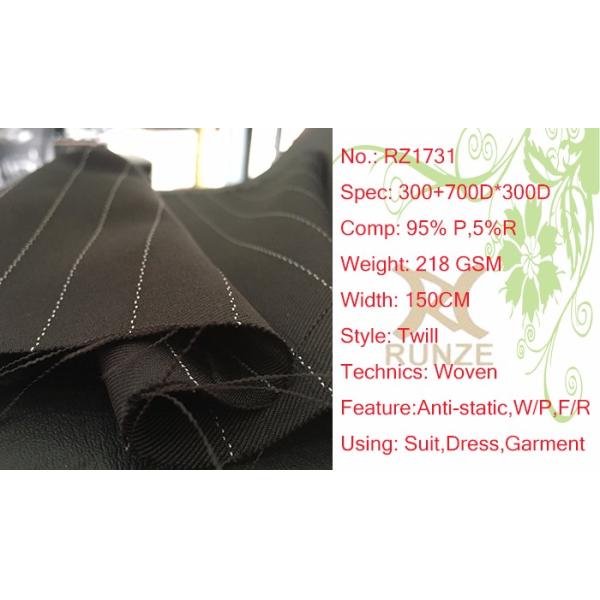 Elegant Women Dress 95% Polyester 5% Viscose Plain Stripes Fabric For Woolen Blazer Fabric Suits