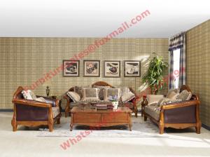 Buy cheap European Country Style Classic Solid Wooden Sofa Made by Italy Leather and Fabric Sofa Set product