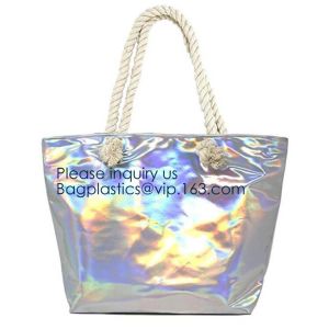 Buy cheap Waterproof All Over Printing PVC Coating Tote Shoulder Fabric Shopping Bag With Gusset And Lining,Jelly Clear Plastic PV from wholesalers