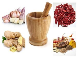 Buy cheap bamboo mortar and pestle mortar using for garlic with wholesale price from wholesalers