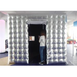 4x4 meters silver cube tube LED inflatable photo booth with door N window for