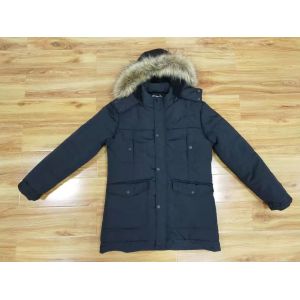 Buy cheap Polyester Mens Longline Padded Coat Black Long Thin Padded Coat product