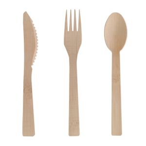 China Natural Bamboo Utensils Disposable Flatware Set Compostable Biodegradable on sale