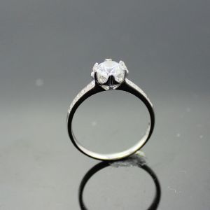 Buy cheap White Gold Plated Sterling Silver Engagement Ring with Clear Cubic Zirconia(F36E) from wholesalers