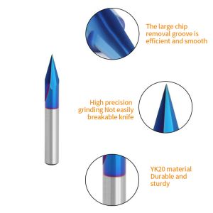 1/4 Shank Blue Coating V Type Solid Carbide Wood Cutter Tools Customizable OEM
