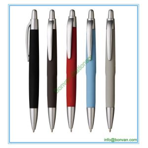 Buy cheap rubber sprayed click printed ballpoint pen from wholesalers
