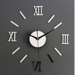 DIY 3D Roman Numbers Mirror Style Multi-Color Wall Clock Home Decor Mirror Wall