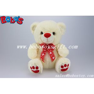 Buy cheap CE Approved Safety Soft Stuffed Teddy Bear In Beige Color With Red Nose Paw and Ribbon from wholesalers